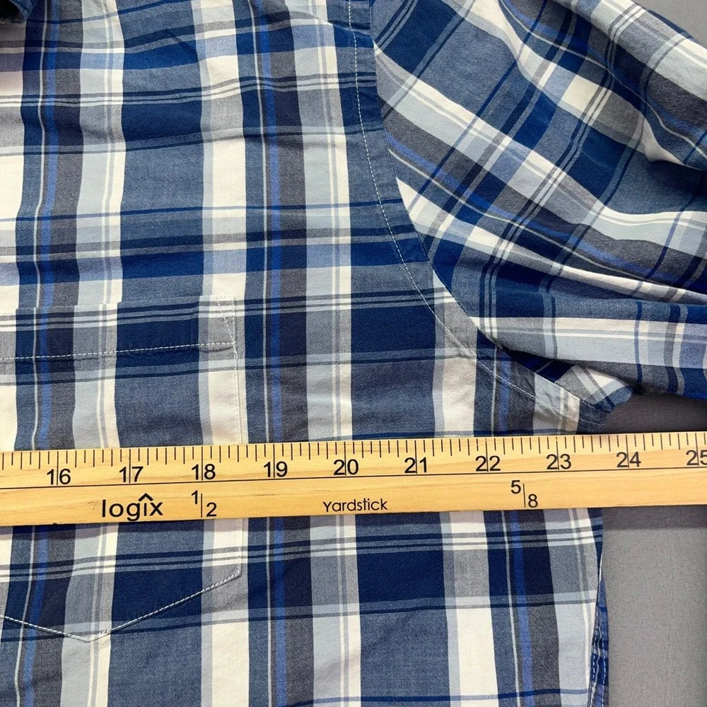 J. Crew Flex Washed Button Down Shirt Plaid‎ Classic Fit XL Boho Preppy Retro